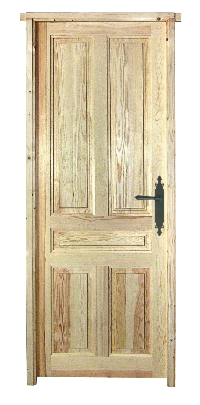 PUERTA INTERIOR EN BLOCK MACIZA PINO 5 PAÑOS 62,5 CM IZQUIERDA                          