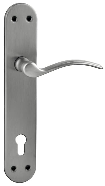 JUEGO DE MANILLA PLACA CON BOCALLAVE 85  MM ALUMINIO NIQUEL LISA - 1