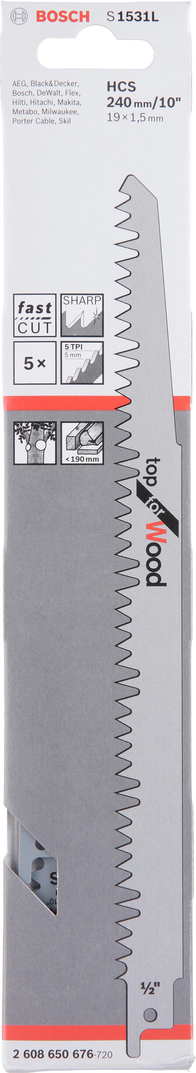 5 HOJAS SIERRA SABLE CORTE RÁPIDO MADERA S1531L