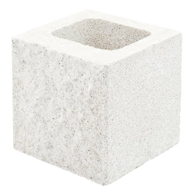 BLOQUE DE HORMIGÓN SPLIT MEDIO ESQUINA BLANCO 19X19X19 CM