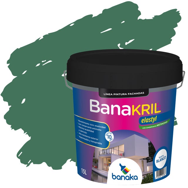 REVESTIMIENTO FACHADAS MATE BANAKRIL ELASTYL 15L VERDE