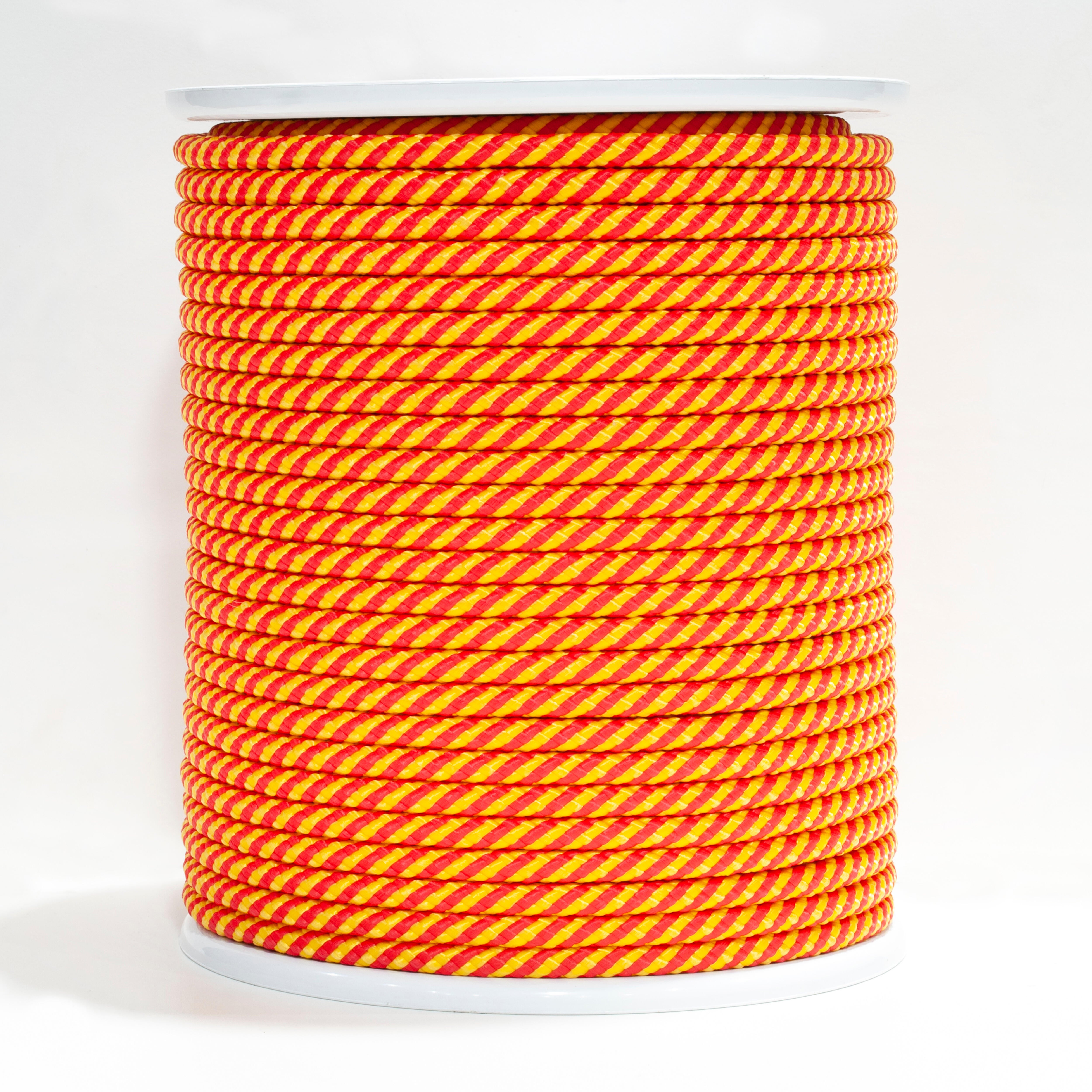 CUERDA POLIPROPILENO TRENZADA CON ALMA 12MM. 1M ROJO CON PINTAS AMARILLAS ROMBULL - 3