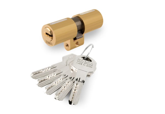 CILINDRO BOMBIN ANTIBUMPING 33 X 33MM.PUNTOS LEVA 15MM  LATON  SUIZO - 1