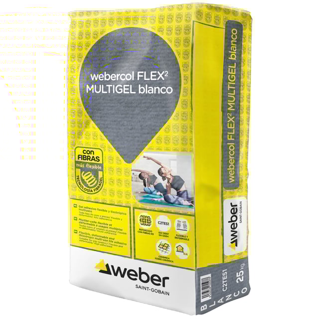 CEMENTO COLA FLEX MULTIGEL WEBER 25 KG BLANCO
