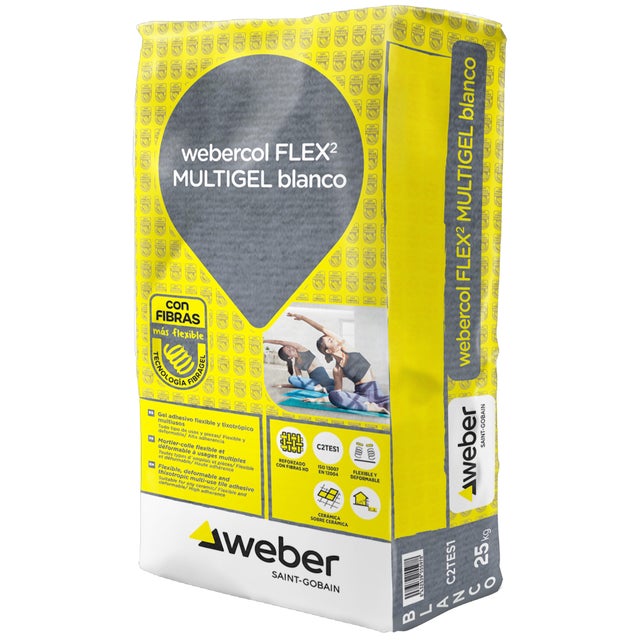 CEMENTO COLA FLEX MULTIGEL WEBER 25 KG BLANCO