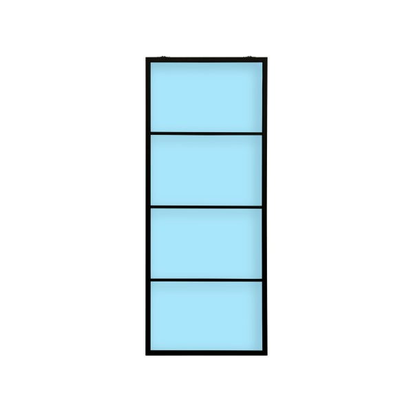 PUERTA ALUMINIO CORREDERA ATELIER CRISTAL MATE CON GUIA CORREDERA INCLUIDA 4 PAÑOS NEGRO 85X208