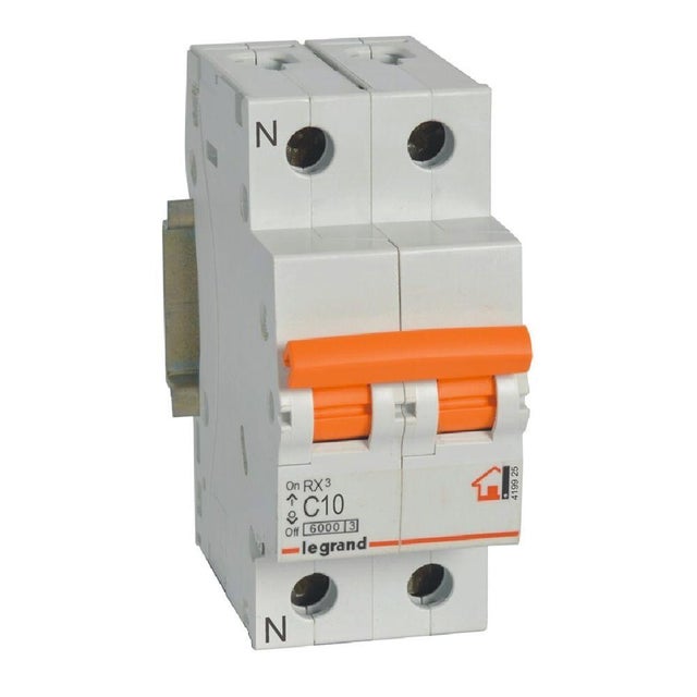 AUTOMATICO 1P+N 2 MODULOS 10A MANETA NARANJA LEGRAND