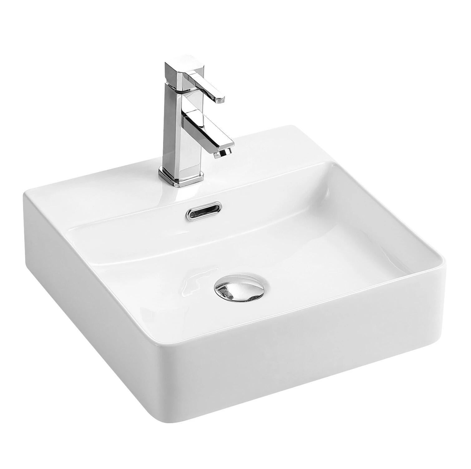 LAVABO SOBREPONER CUADRADO 42CM BLANCO - 2