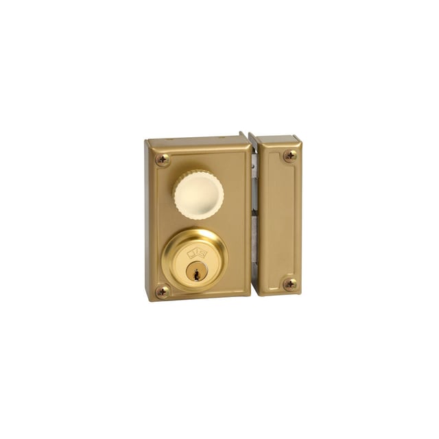 CERRADURA SOBREPONER 70 MM. PINTADA DORADA 34 7 IZQUIERDA JIS