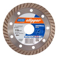 DISCO DE DIAMANTE AMOLADORA CORTE GENERAL DE OBRA BANDA CONTÍNUA TURBO CLASSIC 115MM CLIPPER - 1