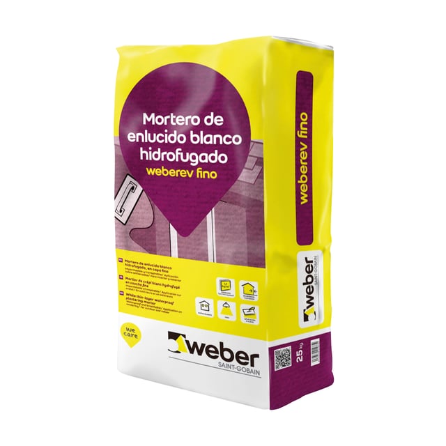 MORTERO DE REVOCO EN CAPA FINA WEBEREV FINO 25 KG BLANCO
