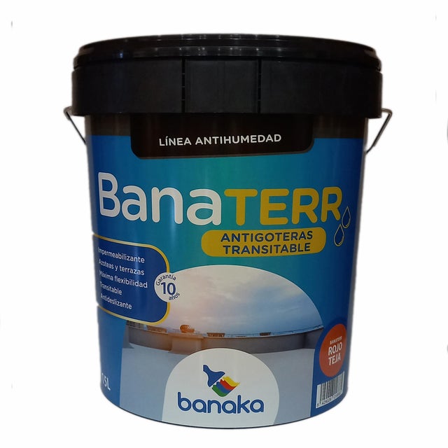 IMPERMEABILIZANTE ANTIGOTERAS BANATERR 15L ROJO TEJA