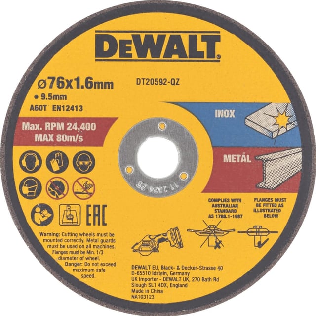 3 DISCOS CORTE FINO METAL INOX 76MM DEWAL