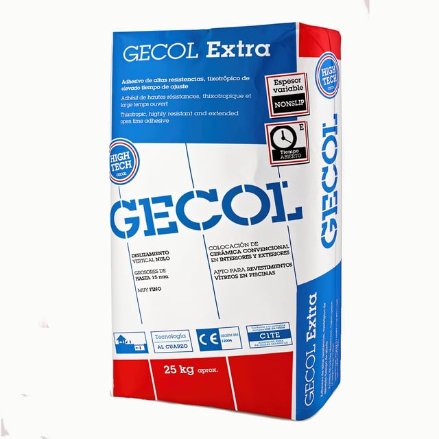 CEMENTO COLA PISCINAS GECOL EXTRA BLANCO SACO 25 KG