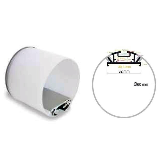 PERFIL TIRA LED DE SUSPENDER ALUMINIO  Ø60MM 2M
