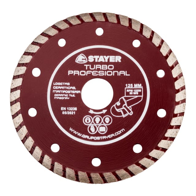 DISCO DE DIAMANTE AMOLADORA CORTE GENERAL DE OBRA BANDA CONTÍNUA TURBO 125MM STAYER