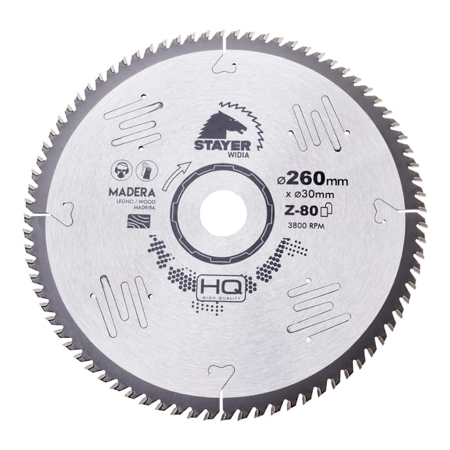 DISCO DE WIDIA CORTE MADERA FINO 260MM Z80 STAYER - 1