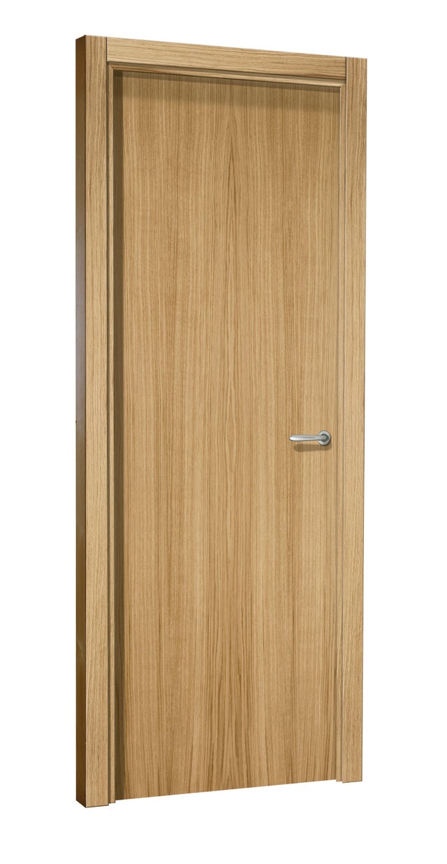 PUERTA INTERIOR EN BLOCK ACABADO COLOR ROBLE LISA  92,5 CM. IZQUIERDA