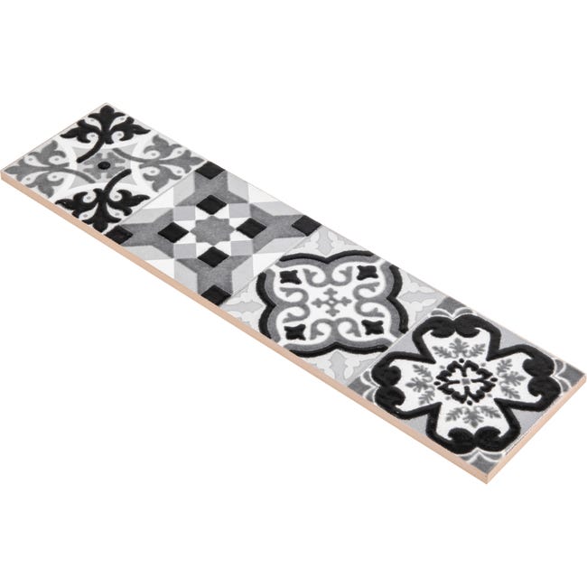 CENEFA CERÁMICA 7X30CM 7559 GRIS. PACK 3 UNIDADES - 1