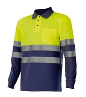 POLO MANGA LARGA ALTA VISIBILIDAD AZUL AMARILLO TALLA XXXL VELILLA 305507 - 1