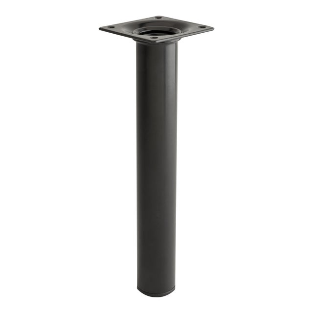 PATA MUEBLE ACERO REDONDA 200MM 30MM NEGRA.