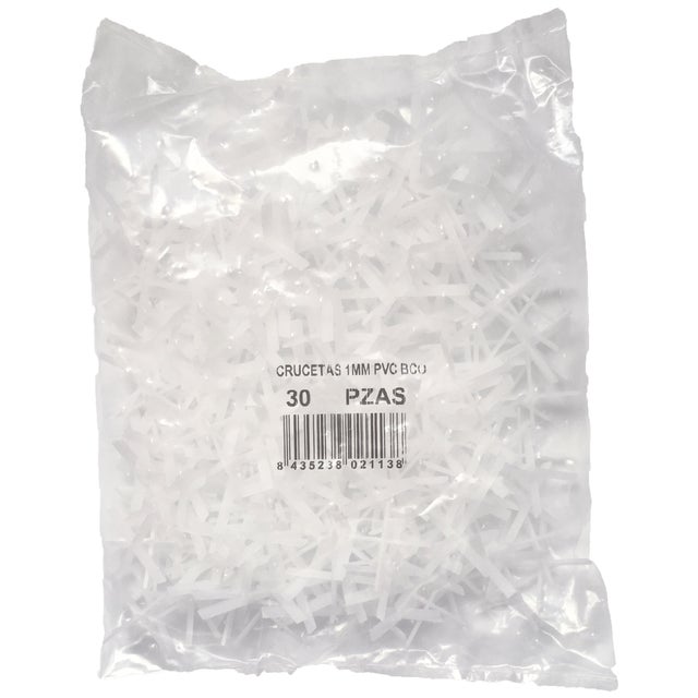 CRUCETAS JUNTAS CERÁMICA 1MM. BOLSA 300 PIEZAS.
