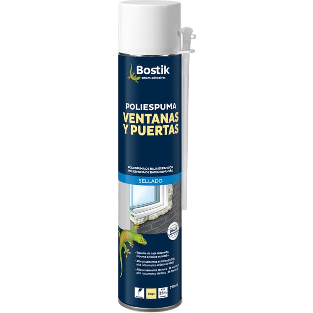 ESPUMA DE POLIURETANO PARA VENTANAS Y PUERTAS 750ML MANUAL