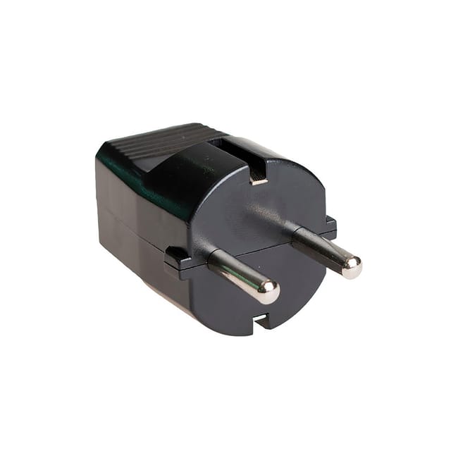 CLAVIJA RECTA  2 POLOS + TOMA TIERRA LATERAL 16A NEGRO - 1