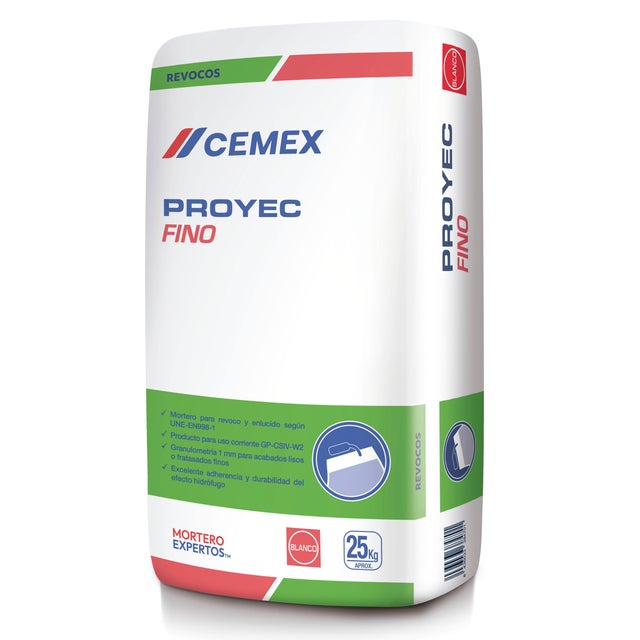 MORTERO DE REVOCO CEMEX PROYECT FINO 25 KG BLANCO