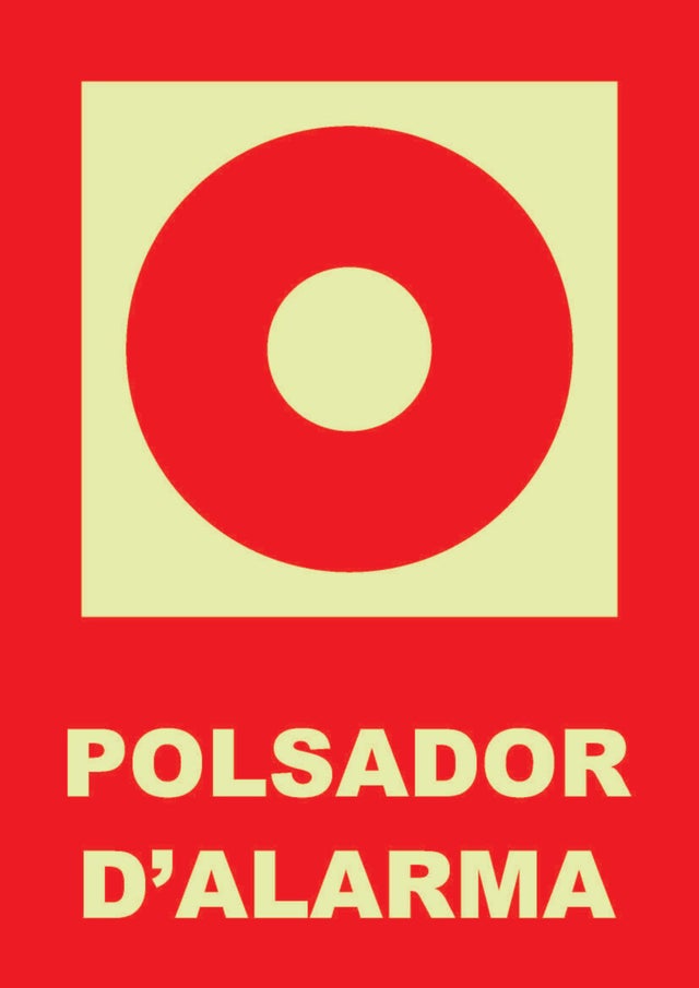 SEÑAL FOTOLUMINISCENTE POLSADOR DA ALARMA (EN CATALAN ALARMA) 1UD