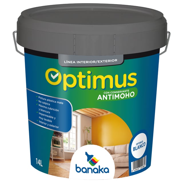 PINTURA PLASTICA BLANCA MATE 14L OPTIMUS