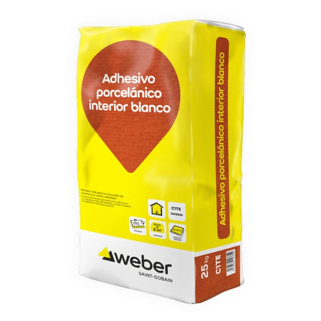 CEMENTO COLA PORCELÁNICO WEBER 25KG BLANCO - 1