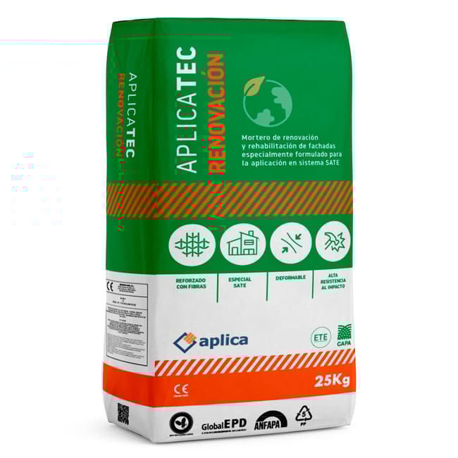 MORTERO ADHESIVO Y REGULARIZADOR APLICATEC RENOVACIÓN 25 KG BLANCO - 1