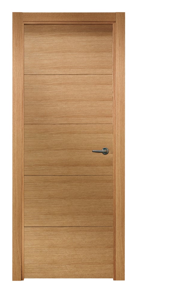 PUERTA INTERIOR EN BLOCK RECHAPADO ROBLE VT5 82,5 CM DERECHA