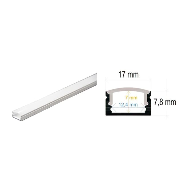 PERFIL TIRA LED DE SUPERFICIE ALUMINIO BLANCO 17X8MM 2M - 1