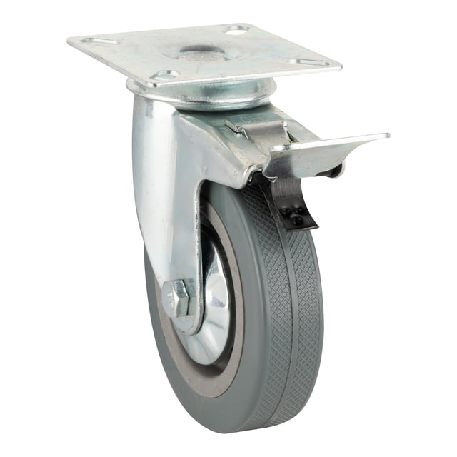 RUEDA GIRATORIA 100MM GOMA. HASTA 60KG. LLANTA ACERO