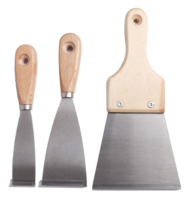 JUEGO 3 ESPATULAS PINTOR MANGO DE MADERA