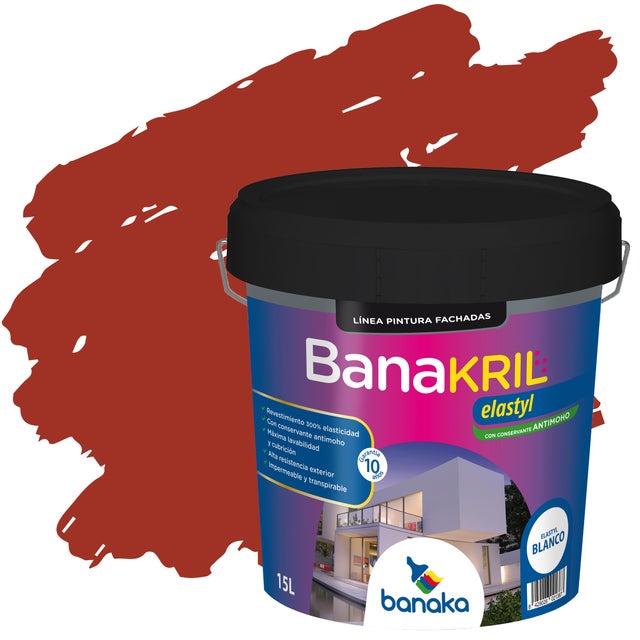 REVESTIMIENTO FACHADAS BANAKRIL ELASTYL 15L ROJO OXIDO