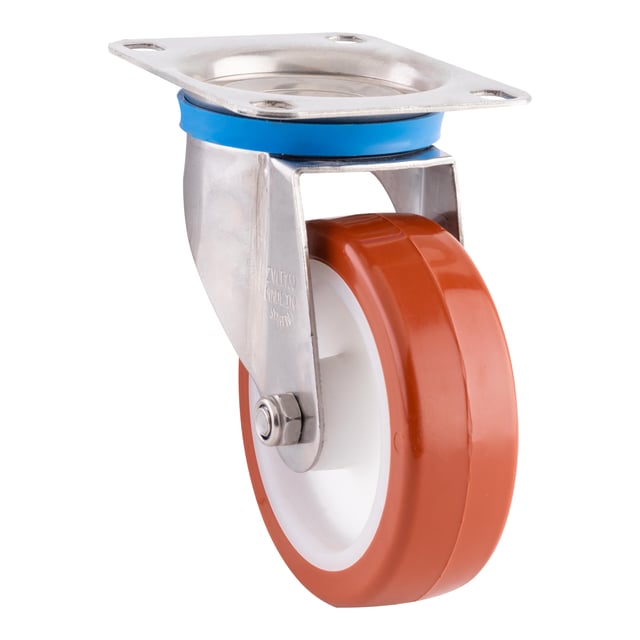 RUEDA GIRATORIA POLIURETANO ACERO INOXIDABLE  100 MM. RUEDAS ALEX