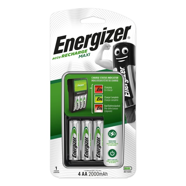 CARGADOR CON 4 PILAS RECARGABLES AA 2000 MAH