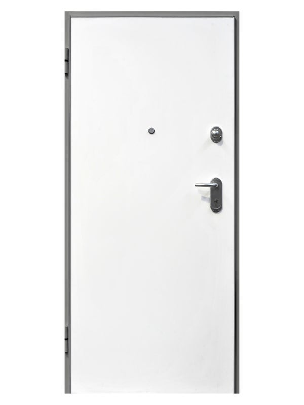 PUERTA ACORAZADA VT5 GRIS Y BLANCA  IZQUIERDA