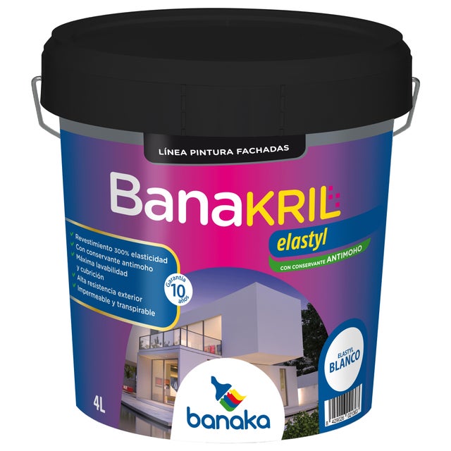 REVESTIMIENTO FACHADAS BANAKRIL ELASTYL  4L BLANCO