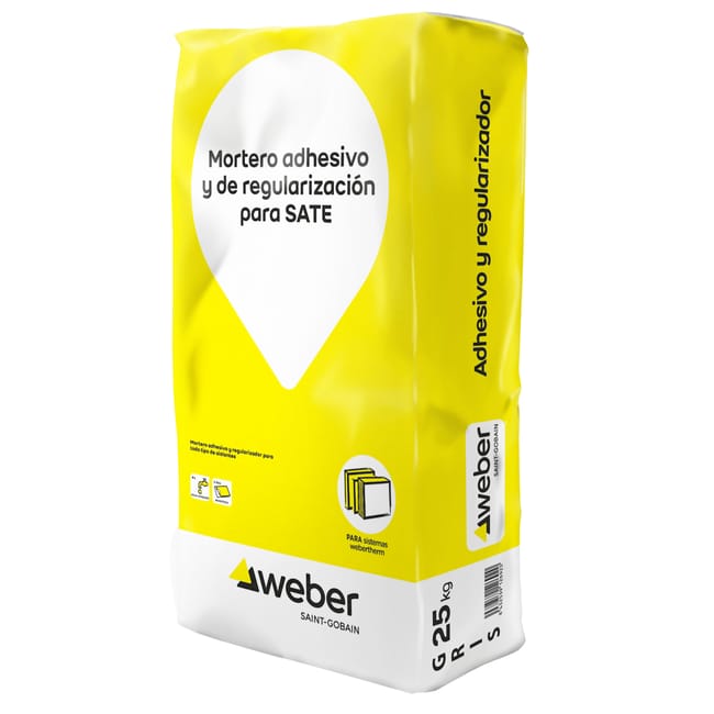 MORTERO ADHESIVO Y REGULARIZADOR WEBER SATE 25 KG GRIS - 1