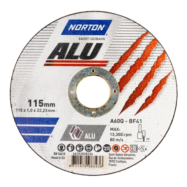 DISCO AMOLADORA CORTE ALUMINIO 115MM NORTON