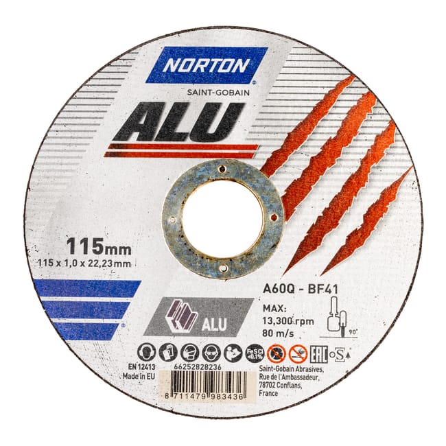 DISCO AMOLADORA CORTE ALUMINIO 115MM NORTON - 1