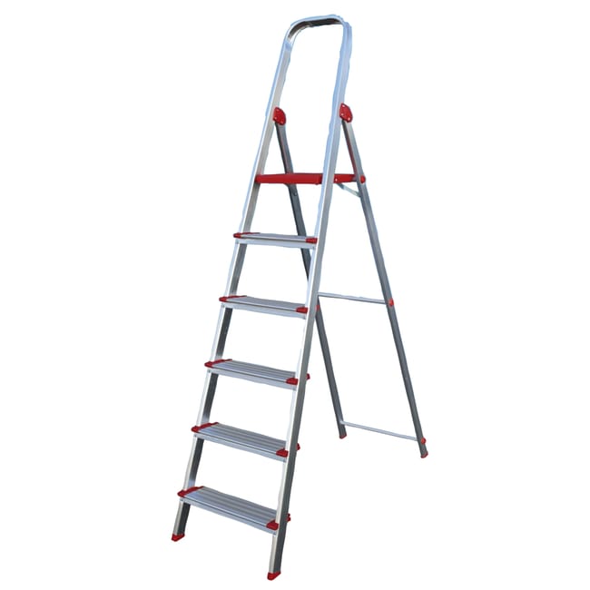 ESCALERA DOMÉSTICA ALUMINIO 6 PELDAÑOS ANCHOS - 1