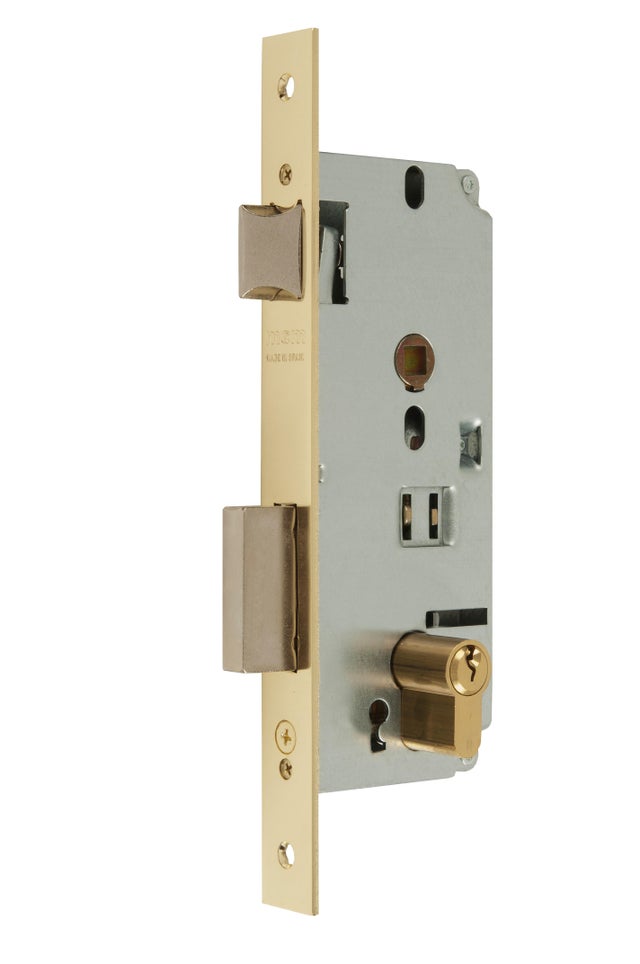 CERRADURA EMBUTIR PUERTA DE MADERA 40  MM. 1601 LATONADO MCM