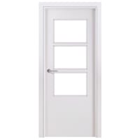 PUERTA INTERIOR EN BLOCK LISA LACADA BLANCA VIDRIADA 70,5 CM DERECHA - 1