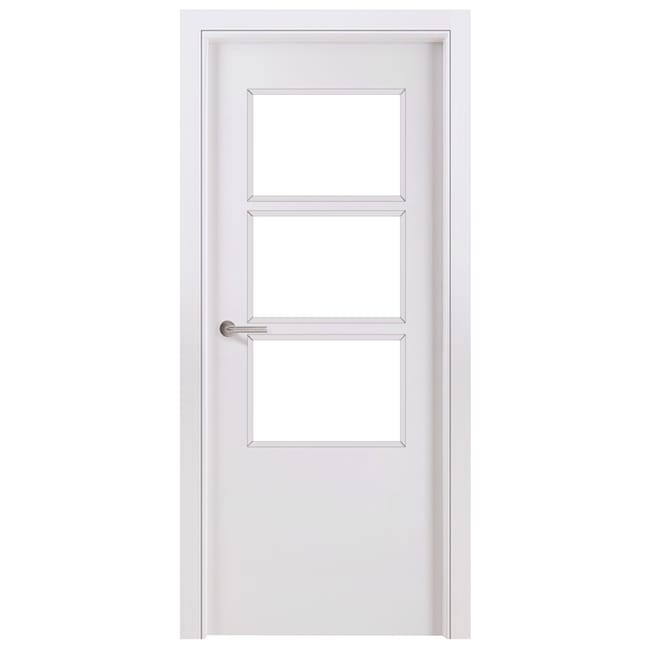 PUERTA INTERIOR EN BLOCK LISA LACADA BLANCA VIDRIADA 70,5 CM DERECHA - 1