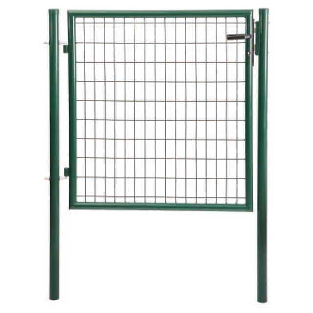 PUERTA METÁLICA POSTE REDONDO VERDE 1X1 M MALLA 100X50 MM